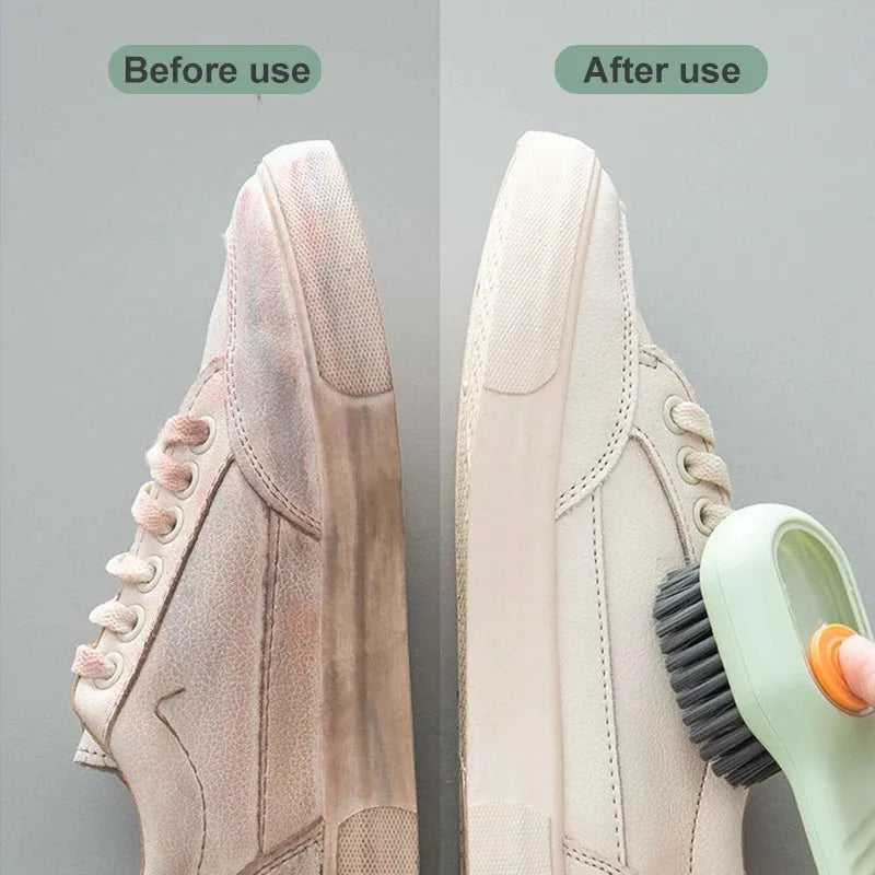 Purilite Select Multifunction Cleaning Brush with Liquid Dispenser – Soft Bristle Long Handle Shoe and Clothes Cleaning Brush for Household Kitchen Bathroom and Fabric Care - PuriLite
