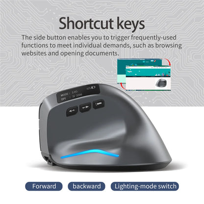 🖱️ Purilite Select Bluetooth Vertical Wireless Mouse with OLED Screen & RGB Lighting