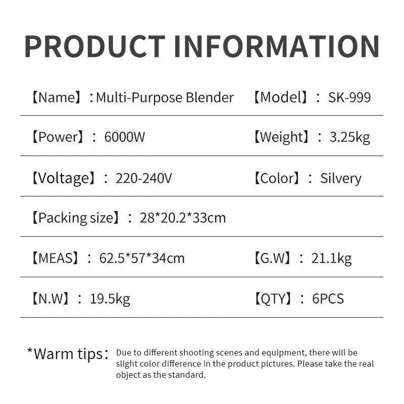 Purilite Select – 6000W Heavy-Duty Commercial Blender