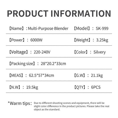 Purilite Select – 6000W Heavy-Duty Commercial Blender