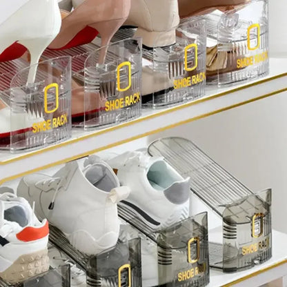 Purilite Select 10Pcs Adjustable Shoe Organizer | Footwear Support Slot | Space Saving Cabinet Closet Stand | Shoes Storage Rack | Shoebox Storage