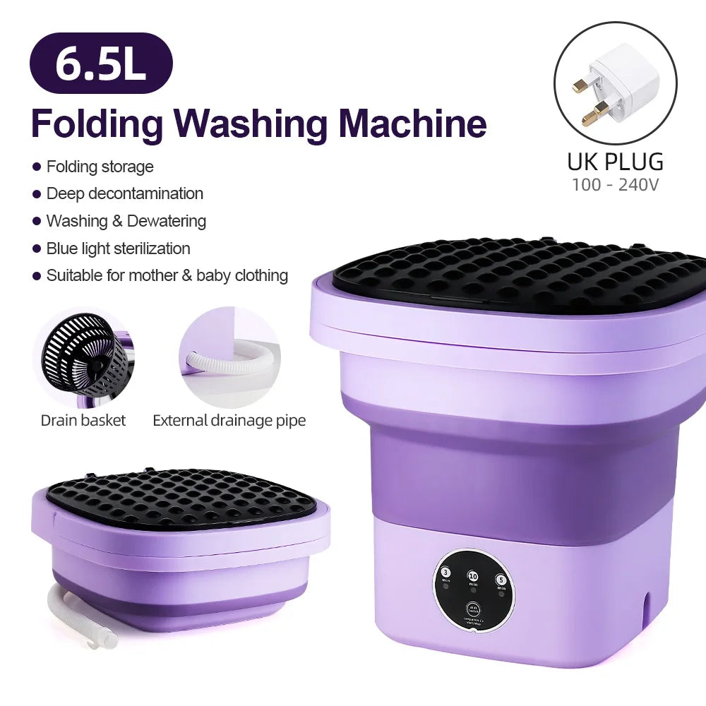 Purilite 6.5L Small Folding Washing Machine Portable Washing Machine