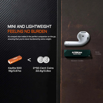 ACEBEAM Keychain Flashlight Keylite 500 EDC Rechargeable Flashlights With Self Defense Strobe Mode Dual LED Light Camping Work