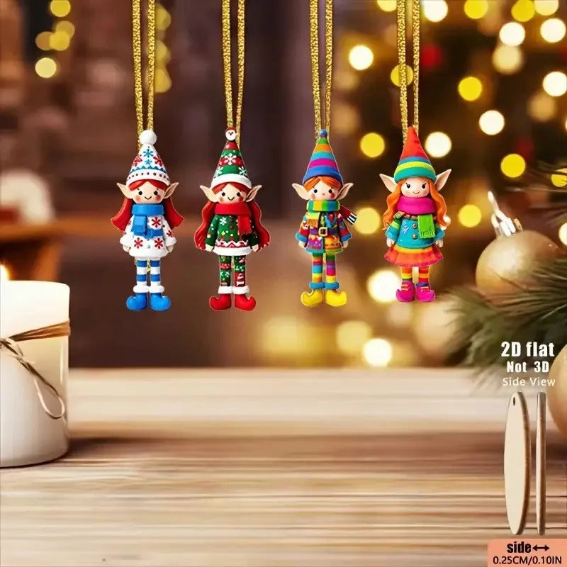 Purilite Select 8pcs Christmas Wooden Elf Ornaments – Festive Hanging Decorations for Tree, Home & Holiday Gifts 2026