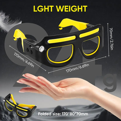 Purilite Select Rechargeable LED Safety Glasses Headlamp 800 Lumens with Motion Sensor, 5 Lighting Modes, Detachable Work Light for Outdoor and Maintenance Use