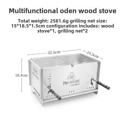 Outdoor ultrastrong Firewood Fire Charcoal Stove Camping Portable Multifunctional Stainless Steel Removable BBQ Oven Cooking - PuriLite