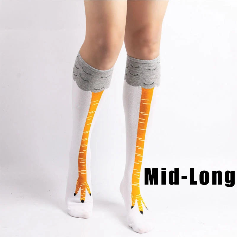 Purilite Select Funny Cartoon Chicken Leg Thigh High Socks | Stretchy Novelty Cosplay Socks for Women EU 38-43