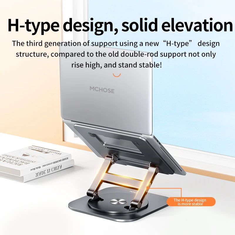 Laptop Stand 360° Rotatable Notebook Holder Liftable Desk Riser Stand Aluminum Alloy Stand Compatible With 9.7-17.3 Inch Laptops - PuriLite