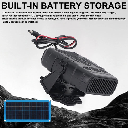 Purilite Select 30W DC 12V Solar-Powered Windshield Defogger & Car Heater – Portable Winter Defroster with Battery Storage Option