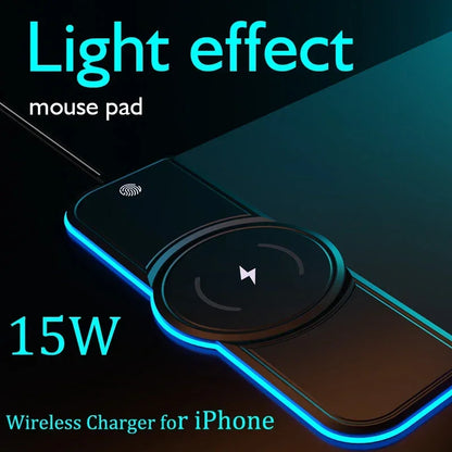 Purilite Select RGB Gaming Mouse Pad with 15W Wireless Charging – Extended Non-Slip Keyboard and Mouse Mat for PC, Laptop, and Desktop Setup - PuriLite