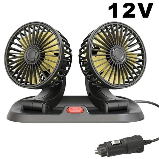 Purilite Select 360° Adjustable Triple Head Car Fan with USB and 12V Power, Dual Speed Silent Cooling Fan for Car, Office, Desk and Travel - PuriLite