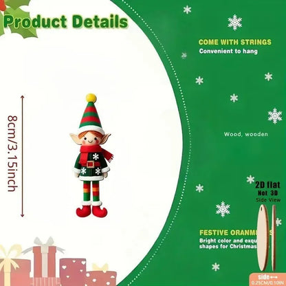 Purilite Select 8pcs Christmas Wooden Elf Ornaments – Festive Hanging Decorations for Tree, Home & Holiday Gifts 2026