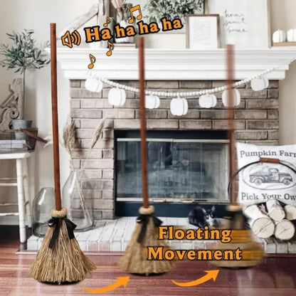 Purilite Select Halloween Floating Witch's Broom | Movable Haunted Dancing Broom Decoration with Ghost Sounds for Indoor Halloween Party Home Decor