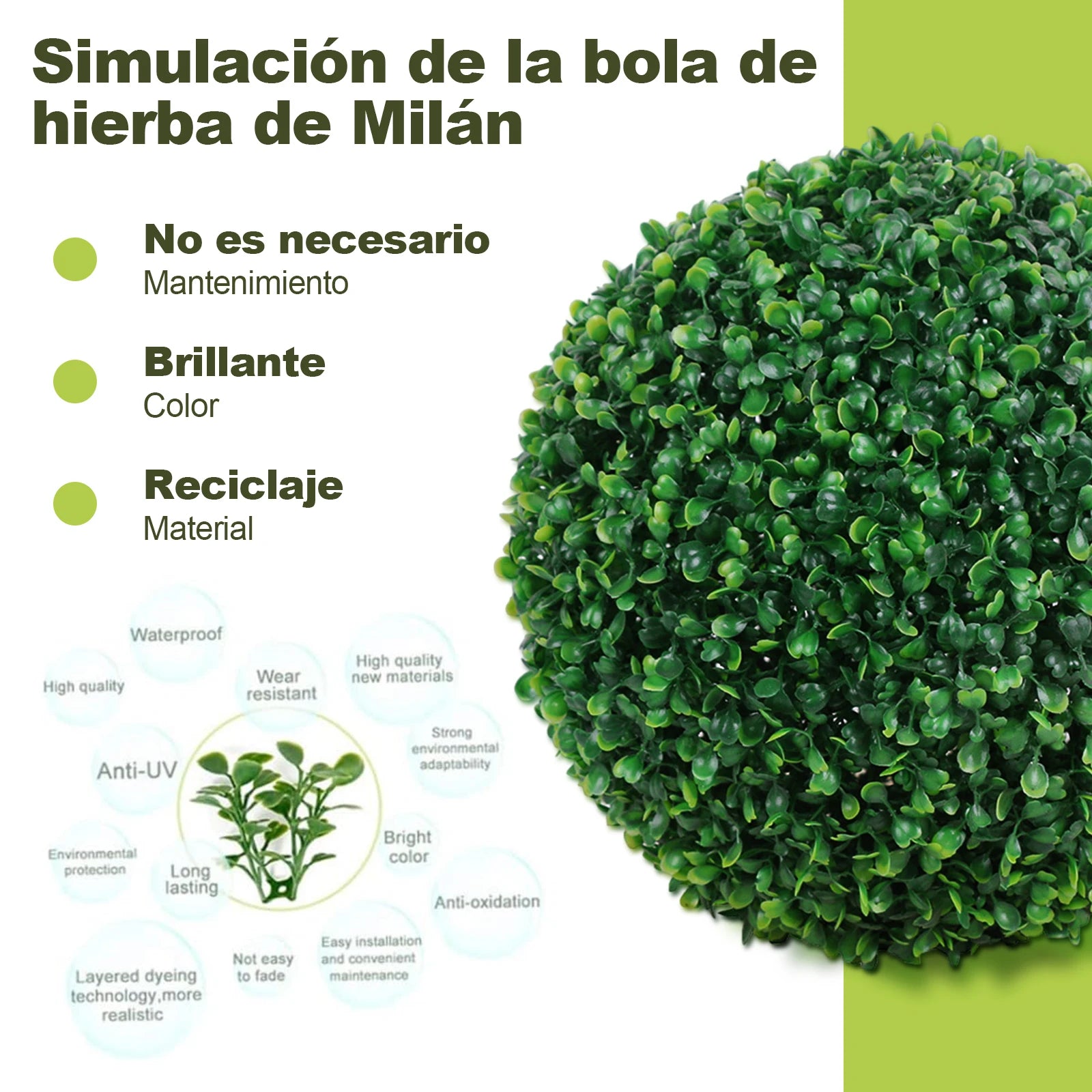 Artificial Grass Dome Ball Plants Simulation Leave Grass Ball Eco-friendly green 15/20/25/30/40cm Indoor Or Outdoor - PuriLite