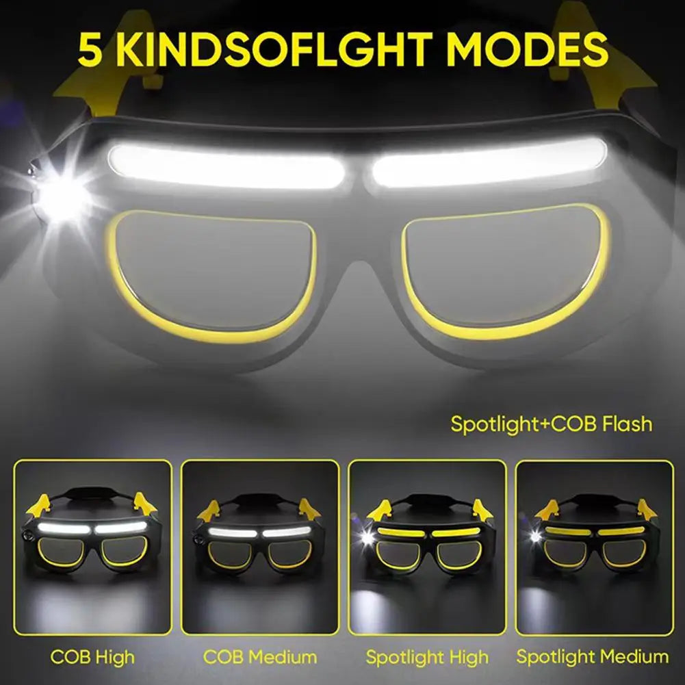Purilite Select Rechargeable LED Safety Glasses Headlamp 800 Lumens with Motion Sensor, 5 Lighting Modes, Detachable Work Light for Outdoor and Maintenance Use