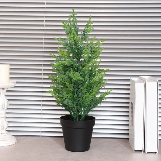 Purilite Select Simulated Pine Grass Potted Plant – Realistic Faux Green Desk Décor for Office Table, Living Room, Porch, Window and Home Garden Decoration - PuriLite