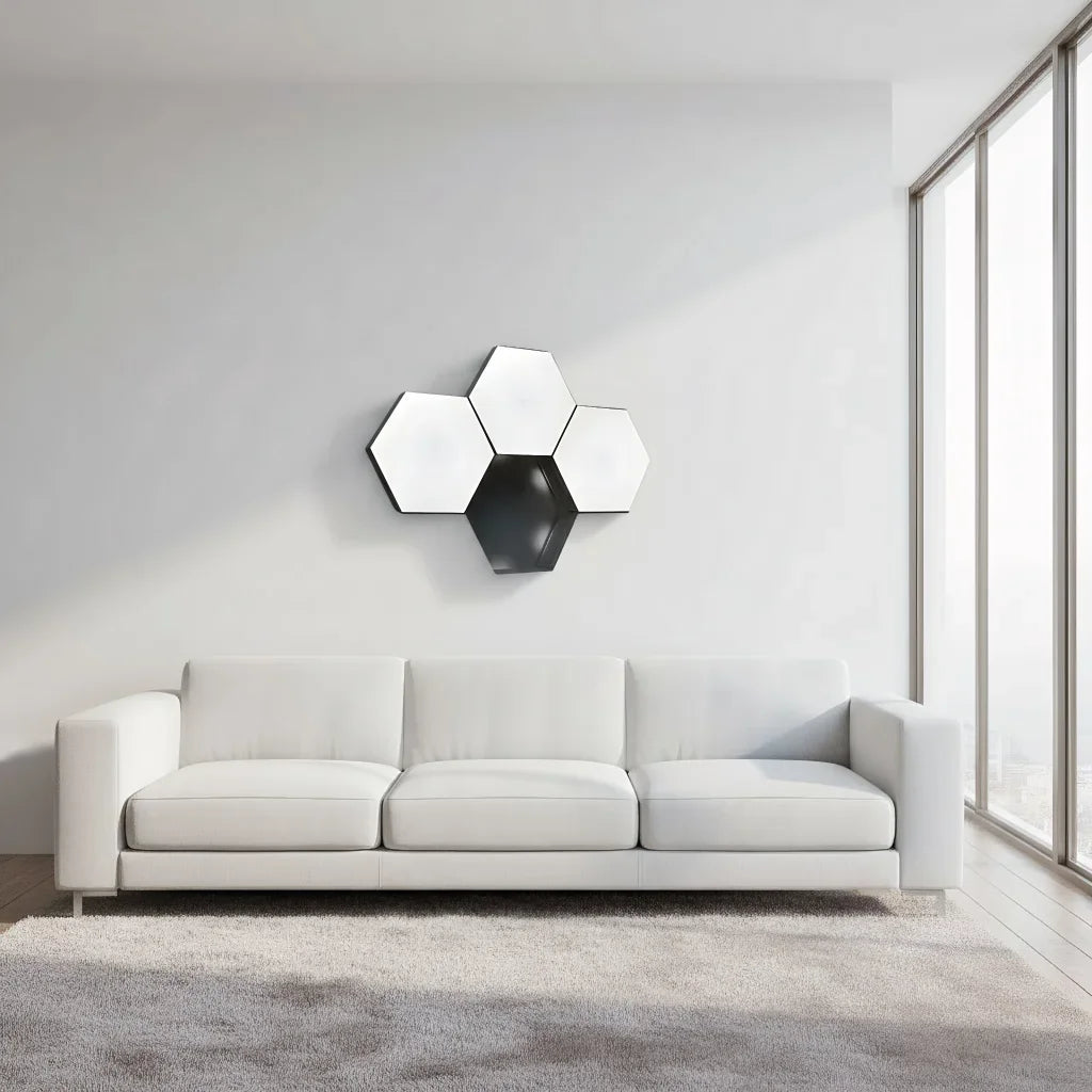 Purilite Select Hexagon LED Wall Lights – 6-Pack White Touch Light – Dimmable Modular Night Lamps – Hexagonal Wall Lights