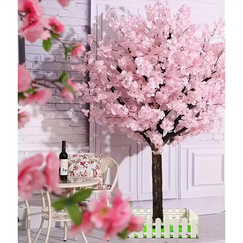 Artificial Pink Cherry Blossom Tree - Handmade for Indoor/Outdoor, Christmas, Garden, Home, Office, Party, Wedding (5ft/1.5m) - PuriLite