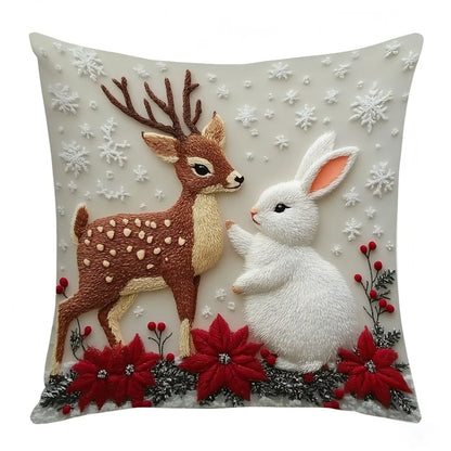 Purilite Select 45x45cm Christmas Pillow Cover – Elk, Santa Claus, Snowman & Xmas Tree Design | Festive Home Décor for Christmas 2025 & New Year 2026