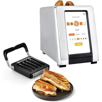 Purilite Select | Quick Touch Screen Toaster | 2 Slice Intelligent Toaster | Stainless Steel Toaster | Black and White Kitchen Appliance