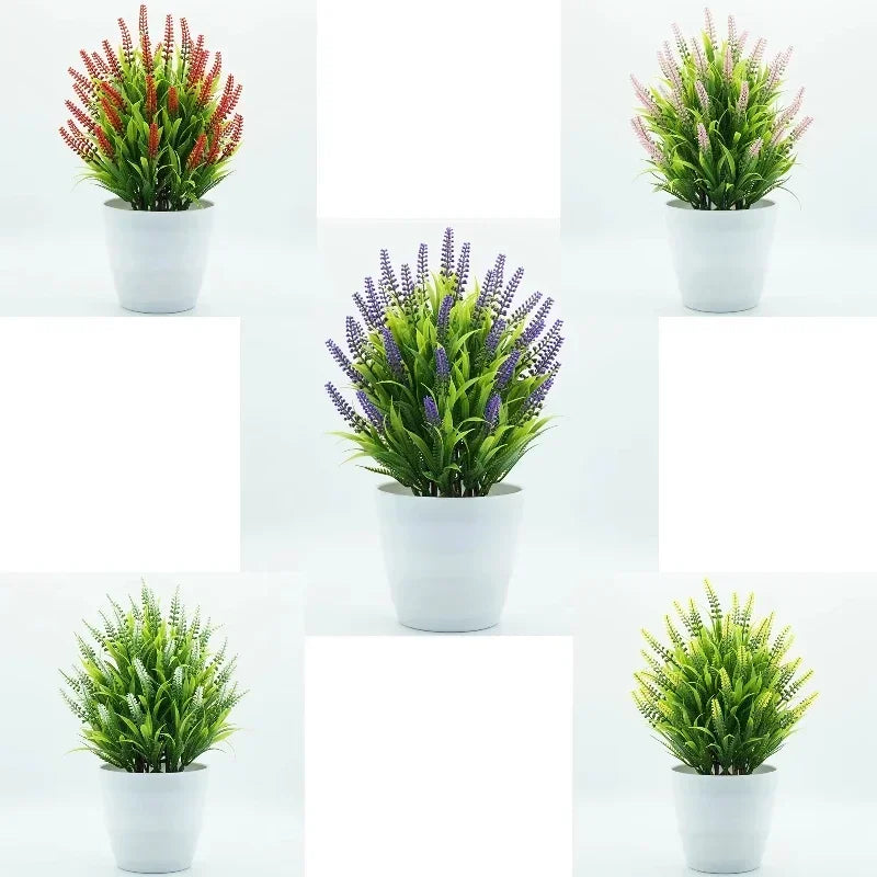 Purilite Select Artificial Lavender Potted Plant – Realistic Faux Lavender Bonsai for Home Office Desk Décor, Indoor Decorative Flower Arrangement - PuriLite