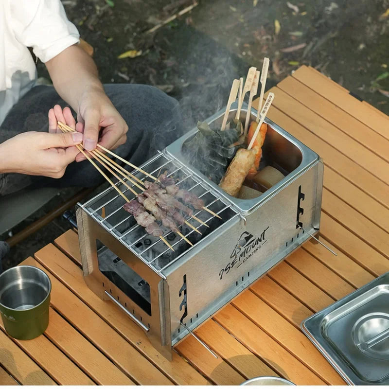 Outdoor ultrastrong Firewood Fire Charcoal Stove Camping Portable Multifunctional Stainless Steel Removable BBQ Oven Cooking - PuriLite
