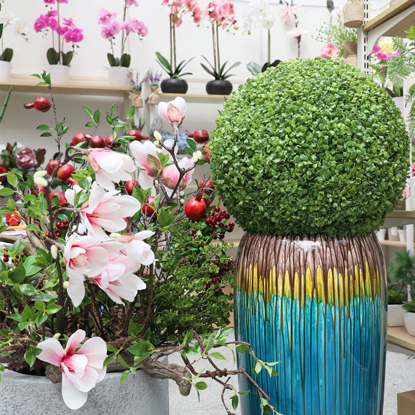 Artificial Grass Dome Ball Plants Simulation Leave Grass Ball Eco-friendly green 15/20/25/30/40cm Indoor Or Outdoor - PuriLite