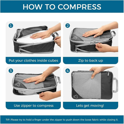 Purilite Select 6-Piece Travel Packing Cubes Set with Shoe Bag, Lightweight Luggage Organizer Bags for Suitcase, Wardrobe & Travel Storage