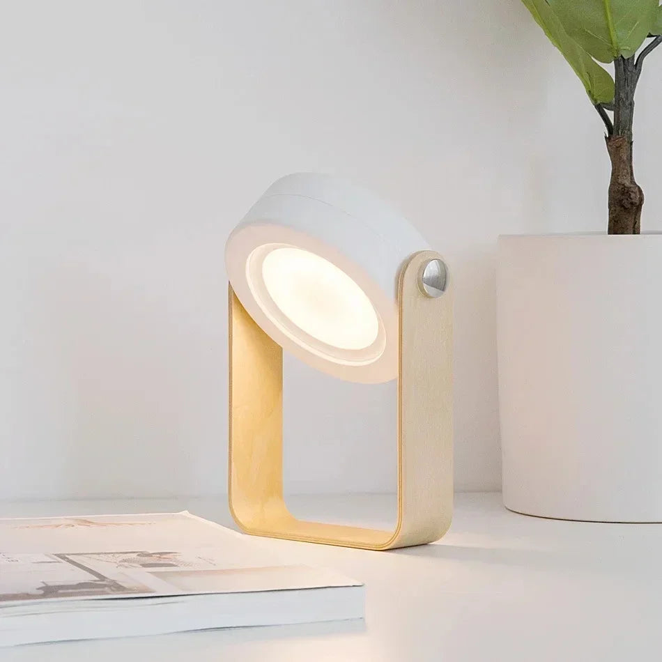 Creative Wooden Handle Telescopic Folding Led Touch Lamp Charging Night Light Reading Portable Lantern Lamp Home Beside Lamp - PuriLite