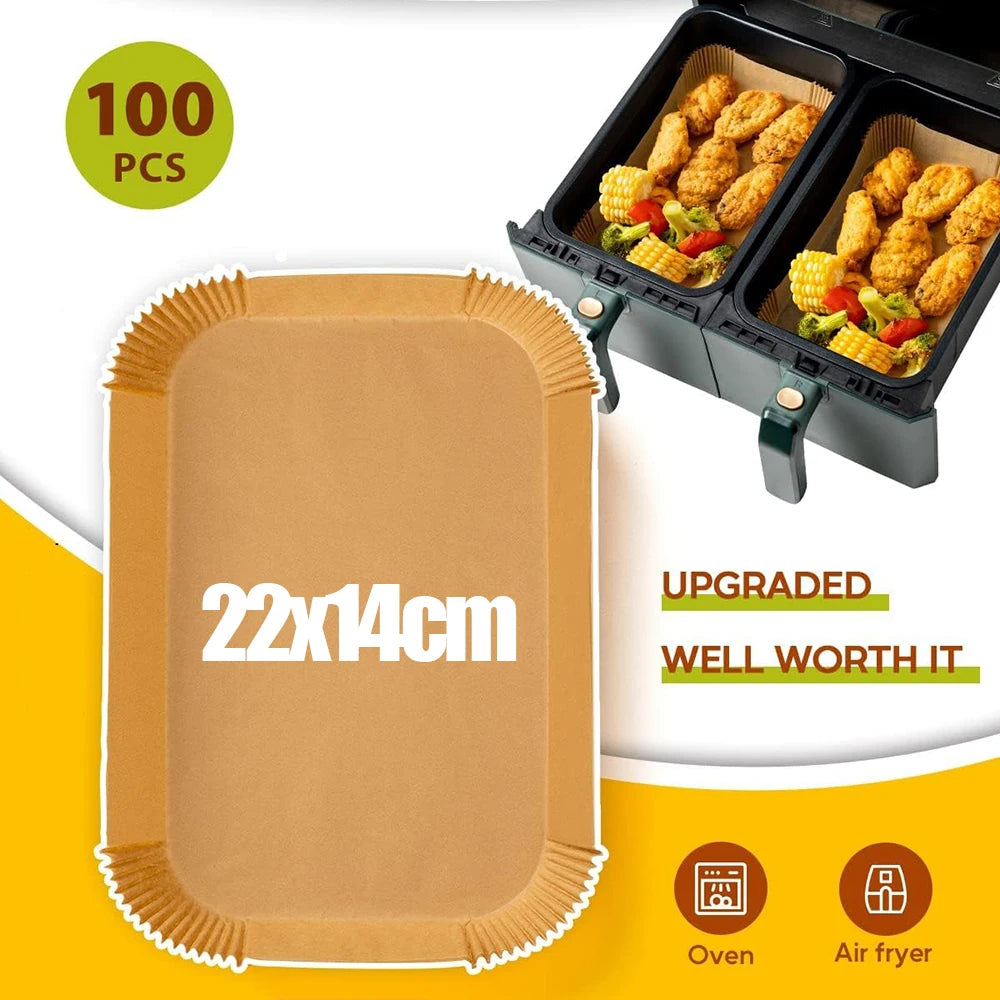 Air Fryer Liners Disposable for Ninja Airfryer 8.7x5.5" Rectangle Parchment Paper for Air Fryer Dual Basket Ninja DZ201 DZ401 - PuriLite