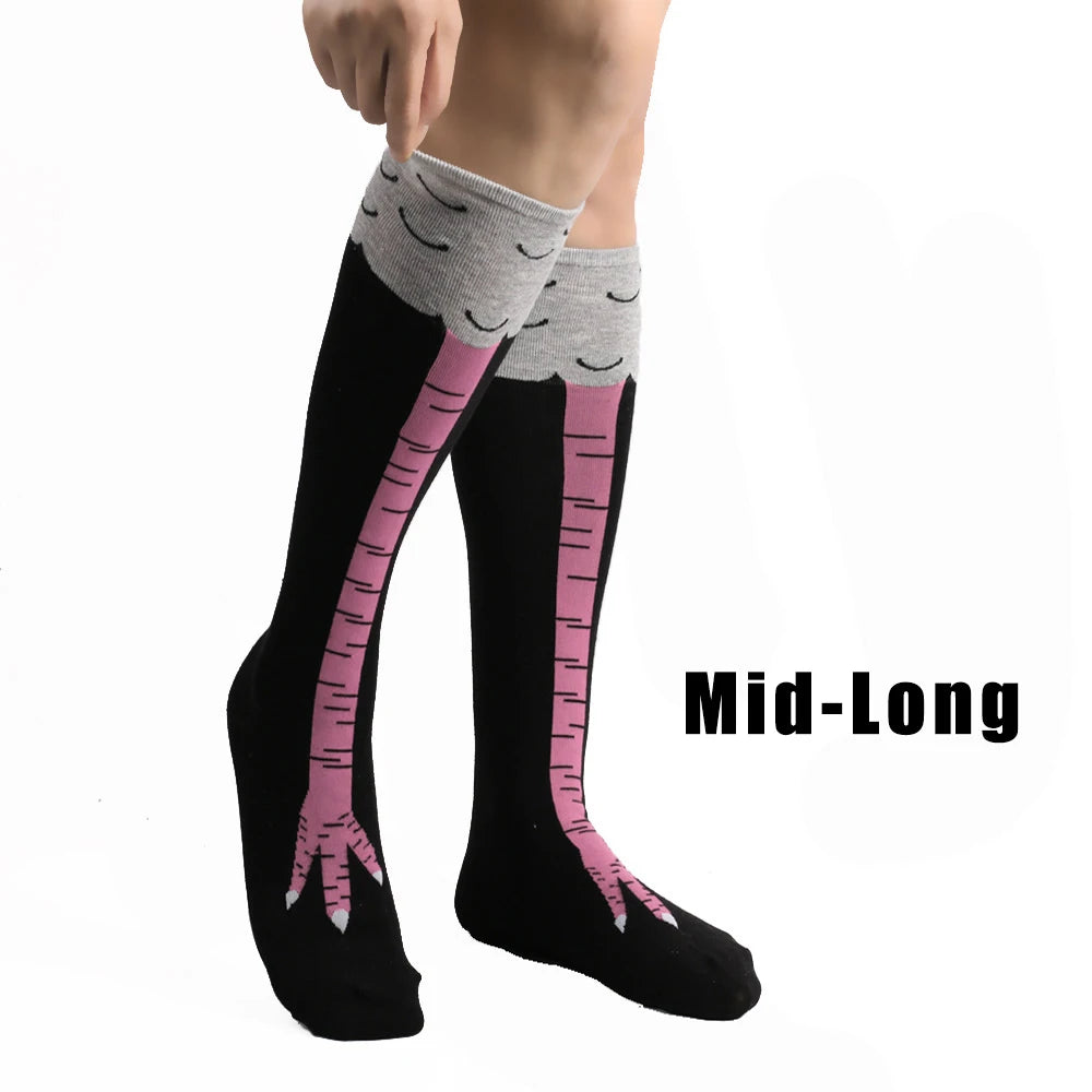 Purilite Select Funny Cartoon Chicken Leg Thigh High Socks | Stretchy Novelty Cosplay Socks for Women EU 38-43