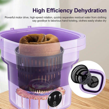 Purilite 6.5L Small Folding Washing Machine Portable Washing Machine