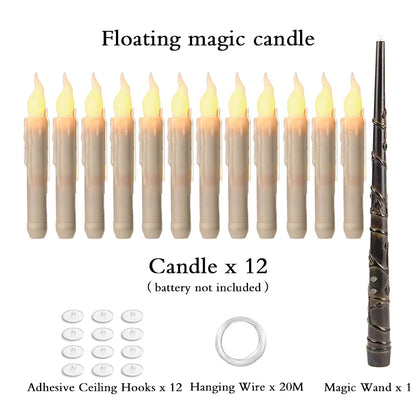 Purilite Select Halloween LED Floating Candles Magic Wand Remote Hanging Operated Battery Warm Light Decoration
