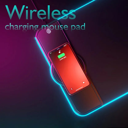 Purilite Select RGB Gaming Mouse Pad with 15W Wireless Charging – Extended Non-Slip Keyboard and Mouse Mat for PC, Laptop, and Desktop Setup - PuriLite