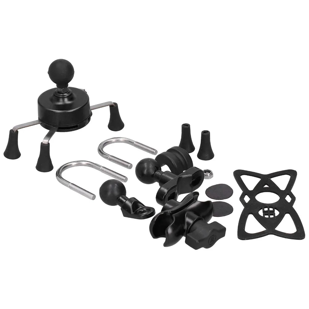 Purilite Select | Universal Mobile Phone Holder 4–6.5 Inch | Black Handlebar Mount | Modification Kit with Accessories