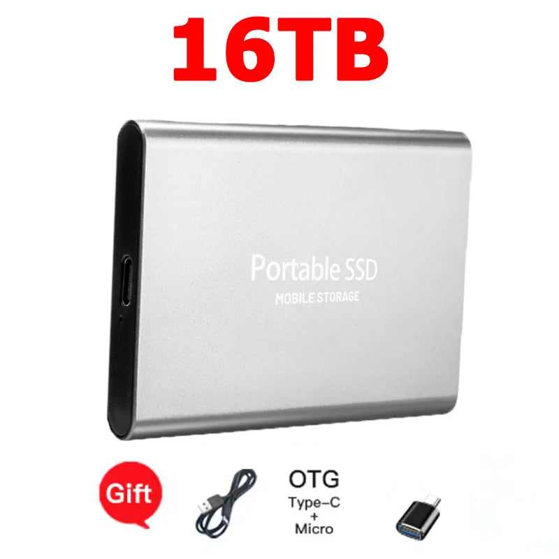 Purilite Select 16TB Portable SSD USB-C External Solid State Drive | High-Speed USB 3.1 Storage Drive for Laptop, Desktop, Mac & Android File Backup