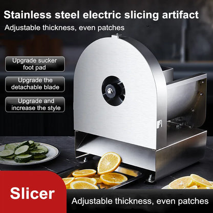 Purilite Select Commercial Electric & Manual Vegetable Slicer – Stainless Steel Automatic Potato, Fruit & Lemon Cutter - PuriLite