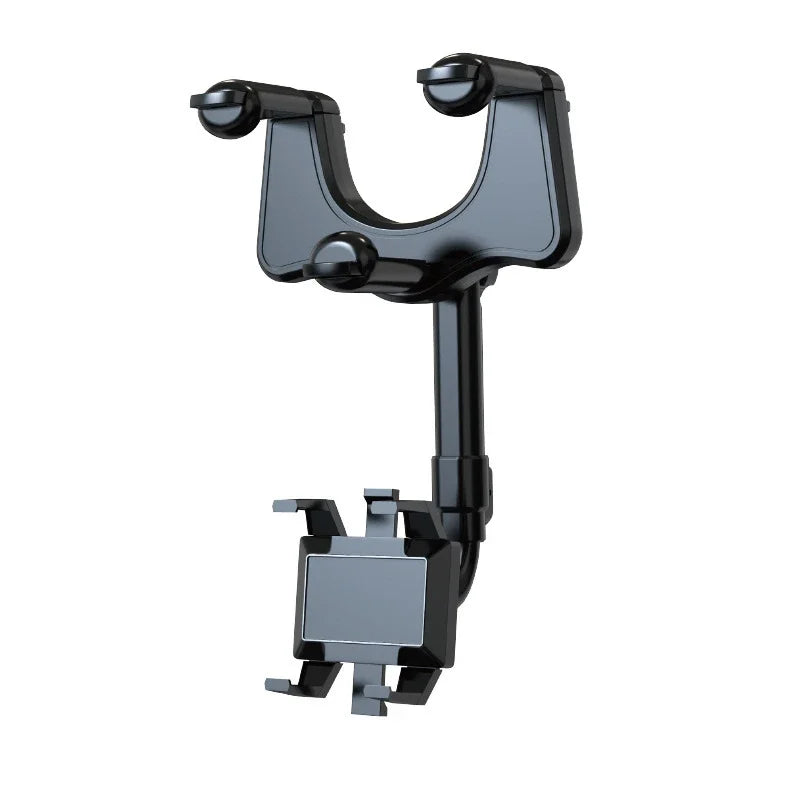 Purilite Select 360° Car Rearview Mirror Phone Holder – Adjustable Telescopic Vehicle Mount for Navigation, Hands-Free Viewing and GPS Support