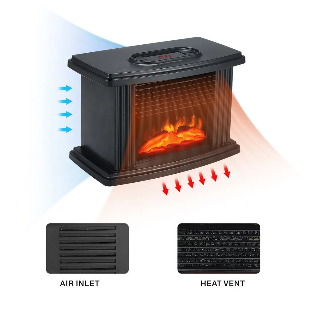 Purilite Select 1000W Portable Electric Fireplace Heater – Realistic Flame Effect with Remote Control | Indoor Space Warmer