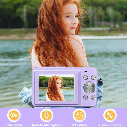 Purilite Select 44MP 1080P Digital Kids Camera with 16x Zoom for Travel & Vlogging