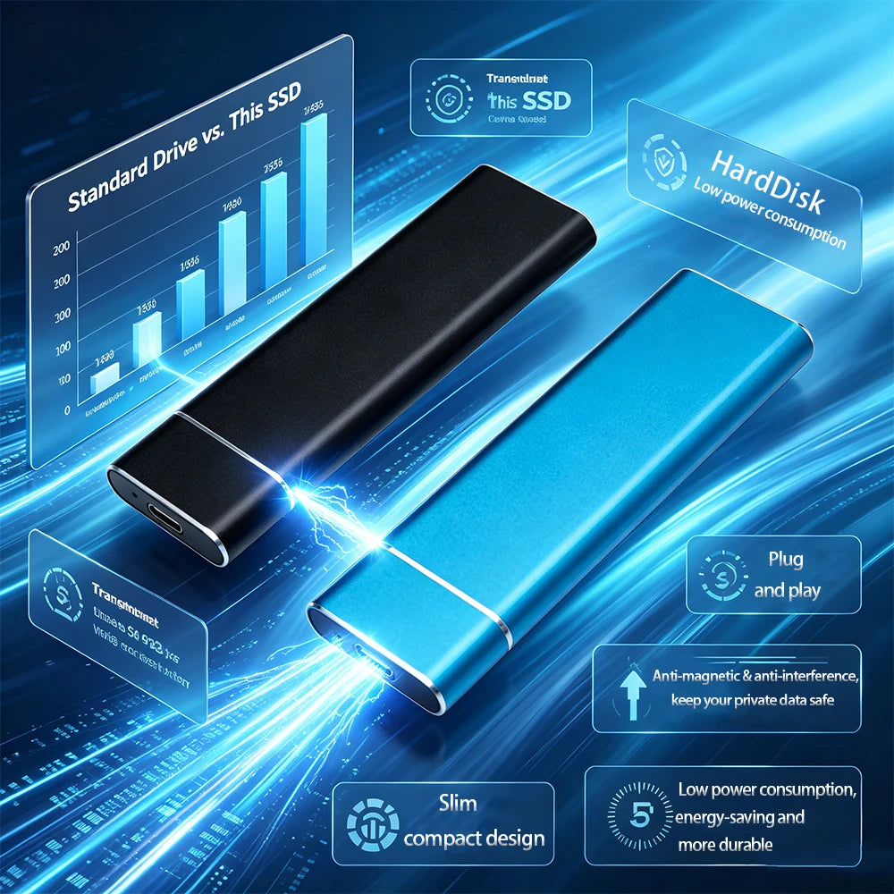 Purilite Select Portable External SSD USB Type-C High-Speed Storage Drive for Laptop, PC, File Backup, Data Transfer & Travel