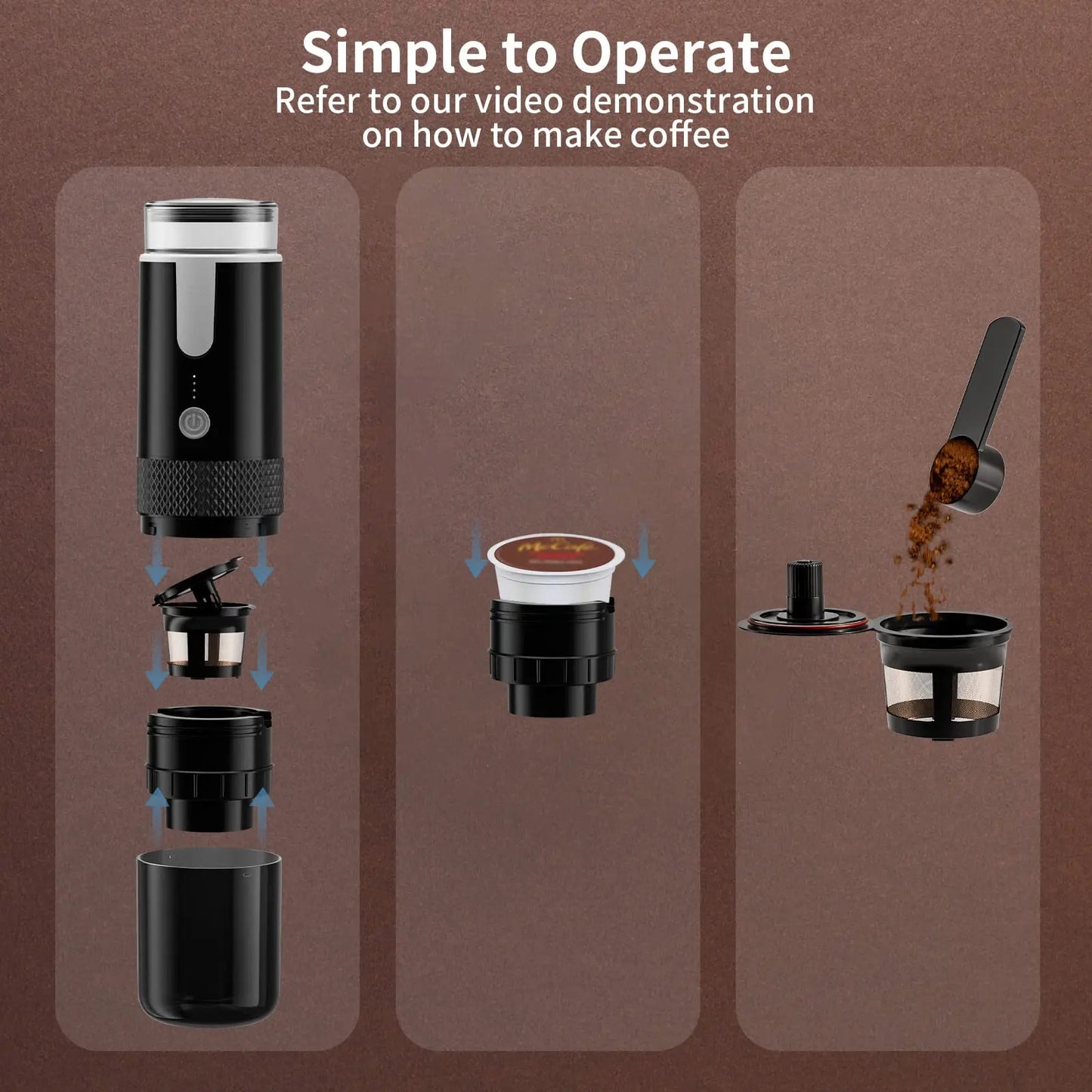 Purilite Select™ Portable Rechargeable Espresso Maker – Compact &amp; Capsule-Compatible