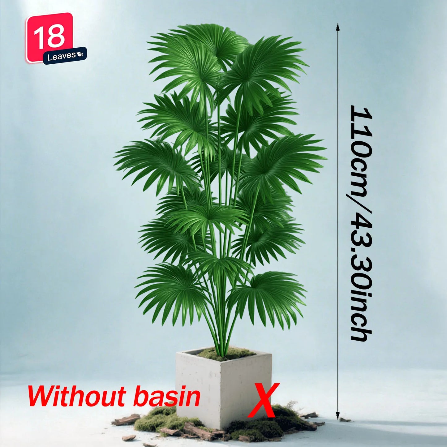 Purilite Select 43.3-Inch Artificial Palm Tree – Large Faux Tropical Plant for Indoor Outdoor Home and Event Decor (No Pot) - PuriLite