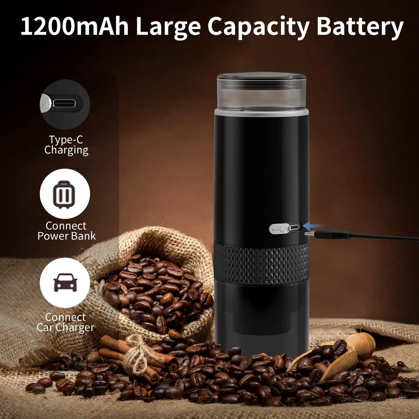 Purilite Select™ Portable Rechargeable Espresso Maker – Compact &amp; Capsule-Compatible