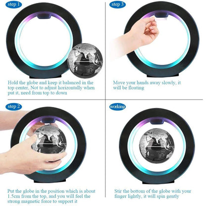 Purilite Select Floating Globe LED Lamp –  Magnetic Suspension Rotating Levitating Globe Lamp – Multicolor Anti-Gravity Rotating World Map – Floating Globe with LED Light