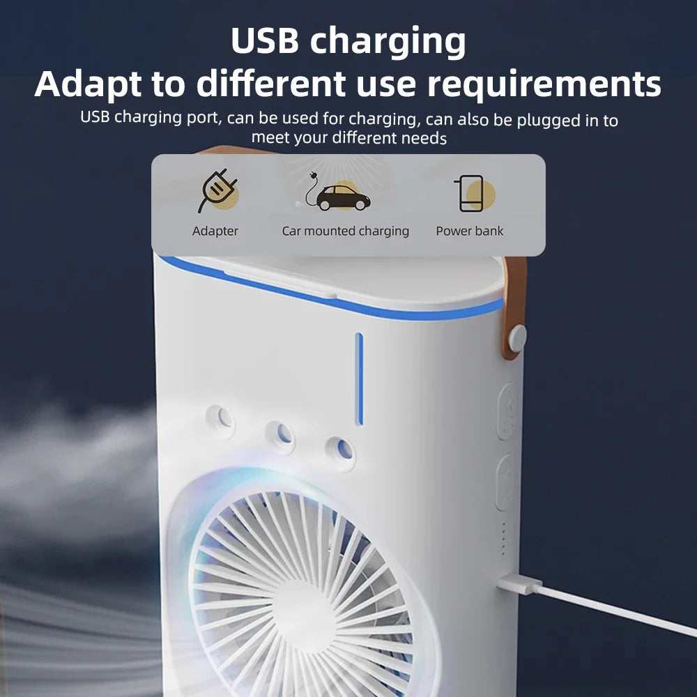 Purilite Select™ Dual‑Head USB Rechargeable Misting Tower Fan