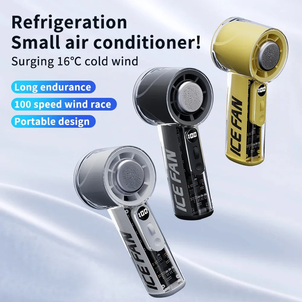 Purilite Select Turbos Chilled Ice Sensation Fan – 3000mAh Rechargeable Mini Cooling Fan with 100 Speeds