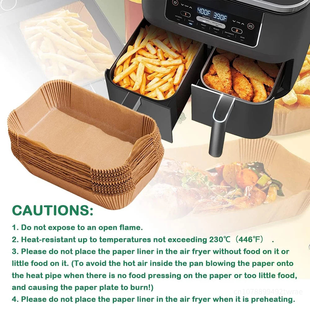 Air Fryer Liners Disposable for Ninja Airfryer 8.7x5.5" Rectangle Parchment Paper for Air Fryer Dual Basket Ninja DZ201 DZ401 - PuriLite