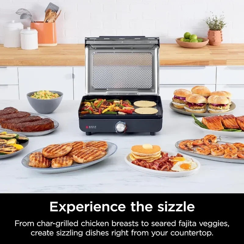 Purilite Select Smokeless Indoor Grill & Griddle 14 Inch – Interchangeable Nonstick Plates, Compact Electric Cooking Grill for Home Kitchen - PuriLite