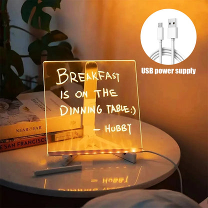 Purilite Select LED Light-Up Acrylic Message Board with 7 Colorful Pens – Rewritable DIY Drawing and Glowing Memo Board for Kids, Home, School, and Office